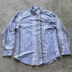 Ralph Lauren Classic Fit Button Down Shirt Men's Medium Long Sleeve Blue Stripe